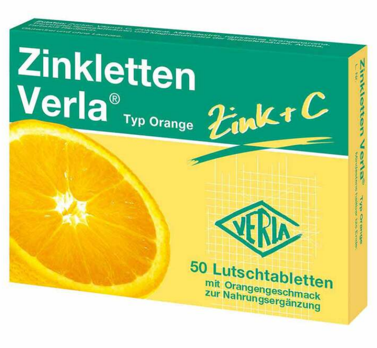 Zinkletten Verla 儿童/孕妇补锌+维生素C橙味咀嚼片50粒