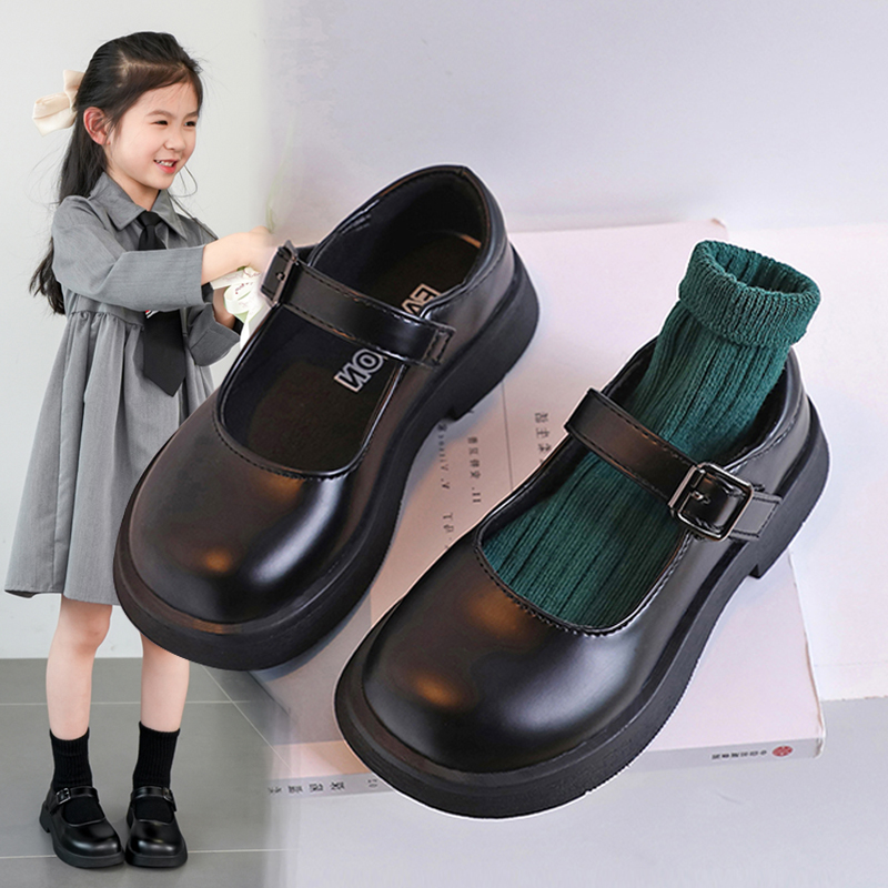 女童鞋黑色小皮鞋2024春季新款儿童软底公主鞋女孩简约单鞋演出鞋