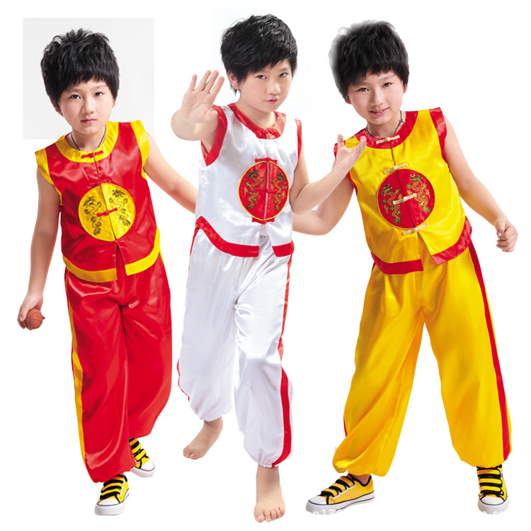 2024男生表演服儿童舞蹈服装男孩演出亮马甲加长裤二件套武功武术