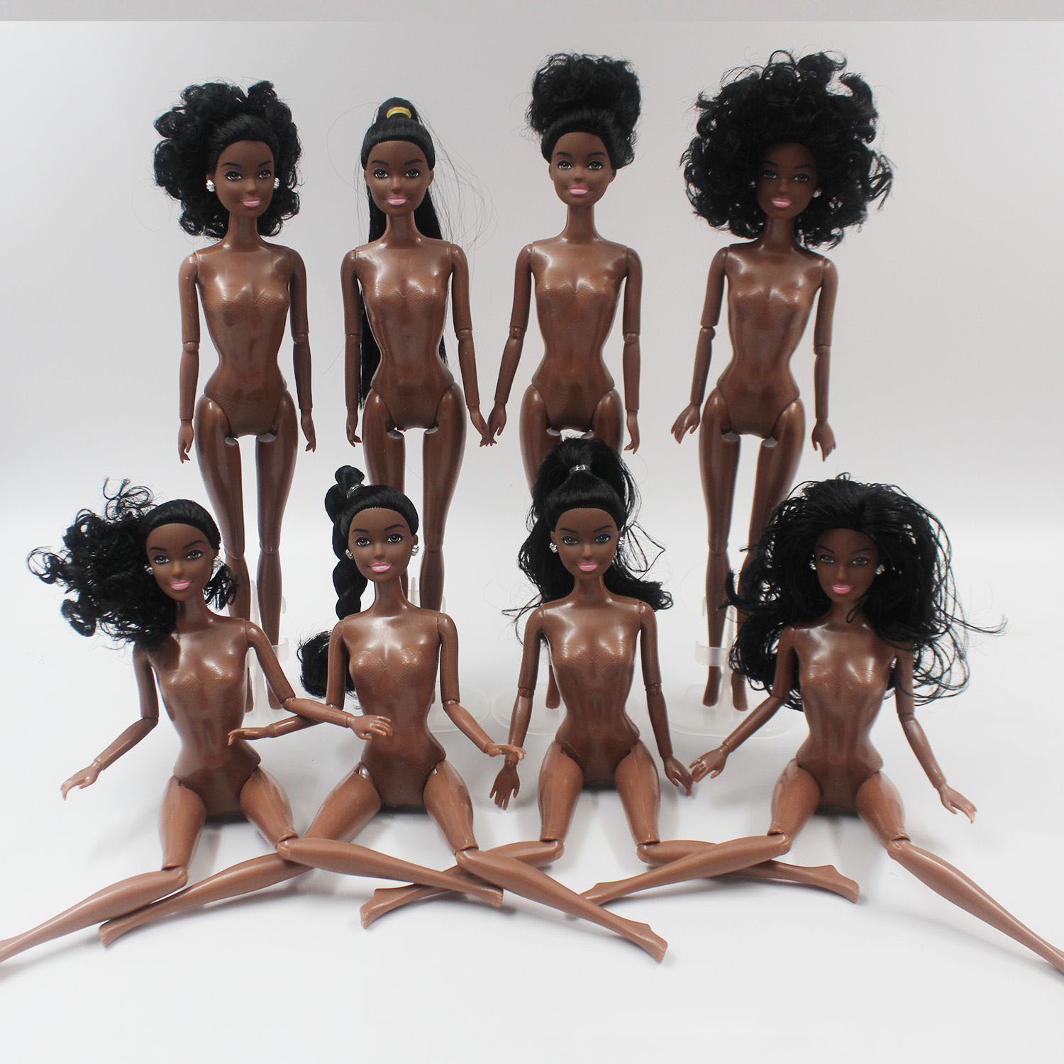 非洲黑人娃娃11关节素体外贸跨境30厘米6分黑肌巴比娃娃 儿童玩具