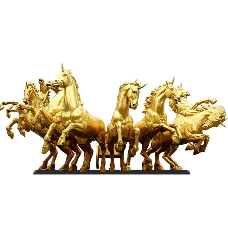 大型欧式阿波罗战车人物铸铜动物马黄铜雕塑太阳神售楼部景观摆件