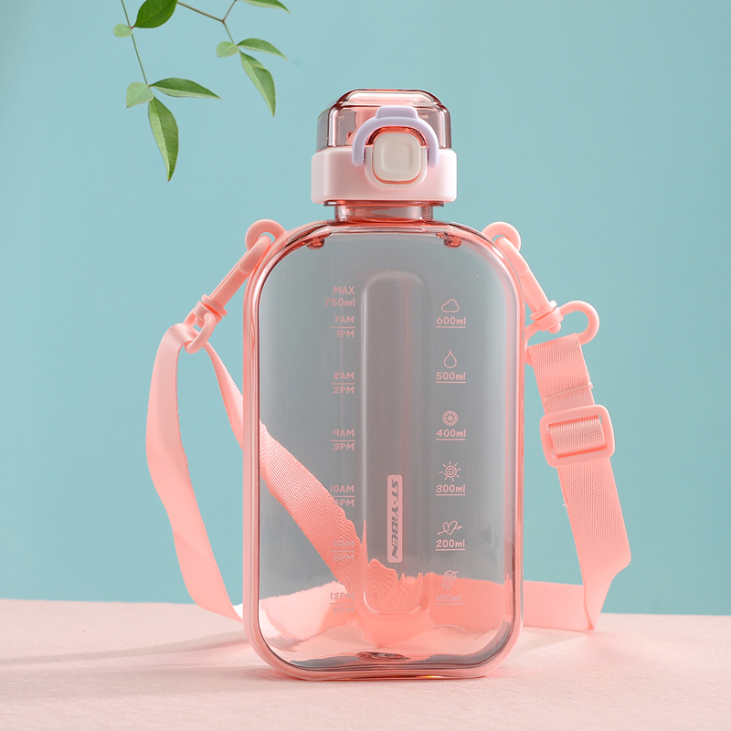 潮流学生水杯女生塑料水瓶便携大容量杯子防摔夏天水壶高颜值简约