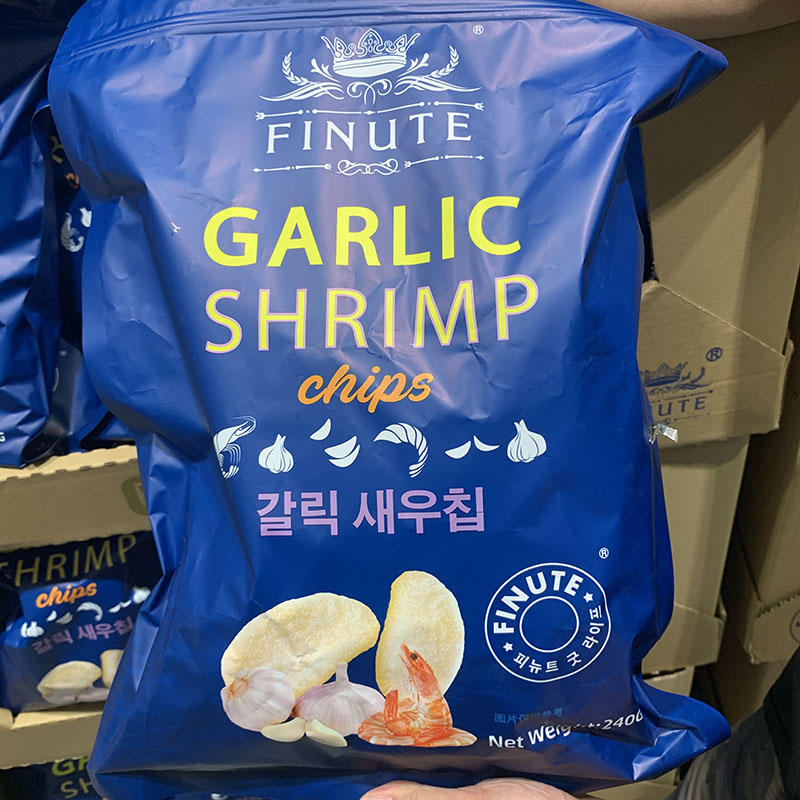 山姆代购韩国进口FINUTE蒜味虾片300g海苔谷物脆大包膨化食品薯片