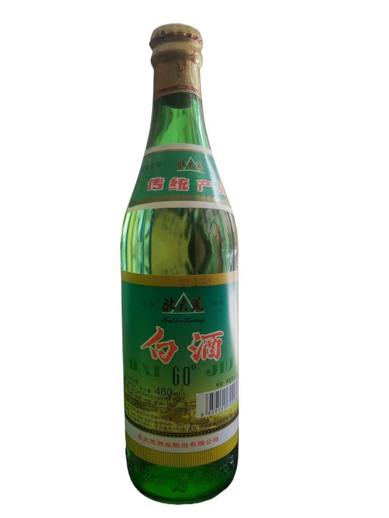 北大荒白酒 清香型60度480毫升 黑龙江农垦知青粮食酿造高度酒