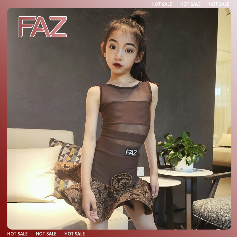 FAZ夏季少儿高端拉丁舞蹈裙儿童演出服网红女童训练服新款表演服
