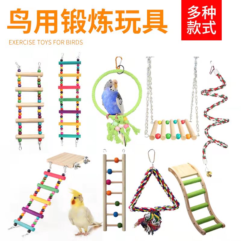 鹉林 鹦鹉鸟用品用具 新款彩色鸟秋千玩具吊桥吊环攀爬云梯笼配件