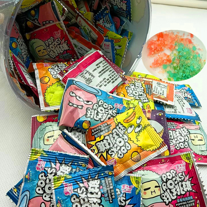 美士利桶装跳跳糖8090后怀旧儿童网红零食小包装商用糖果爆炸糖