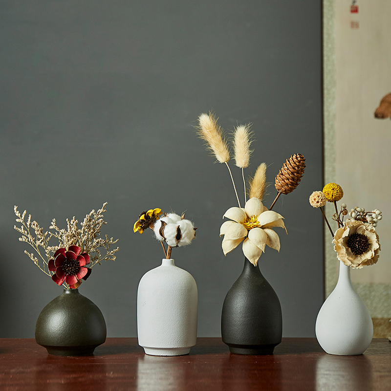 新中式陶瓷小花瓶客厅干花插摆设餐桌电视柜办公装饰品摆件