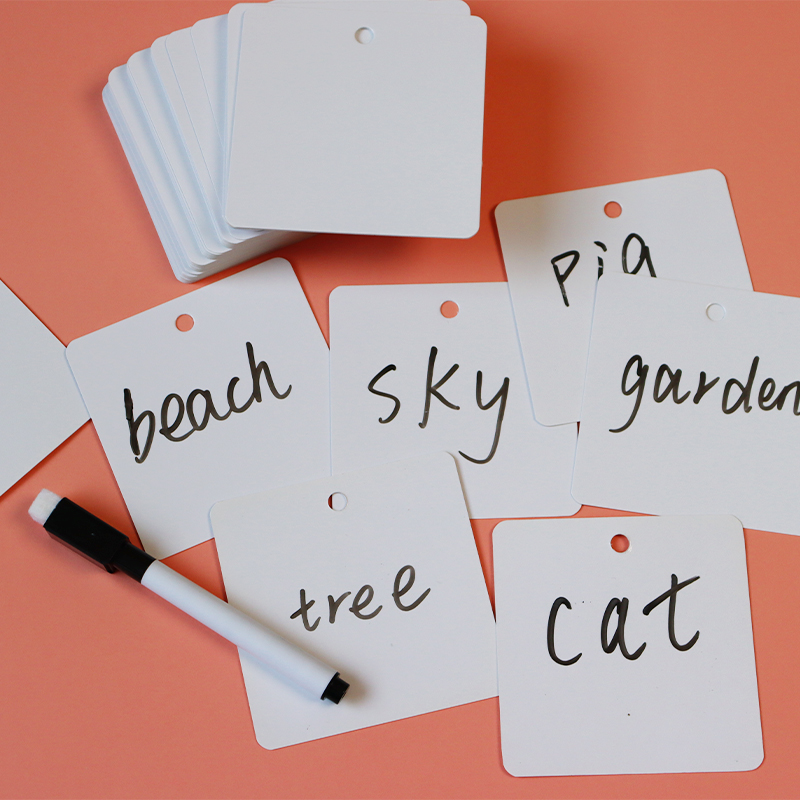 空白单词卡手写识字卡片可擦写英语教具生字防水打孔硬纸覆膜小号