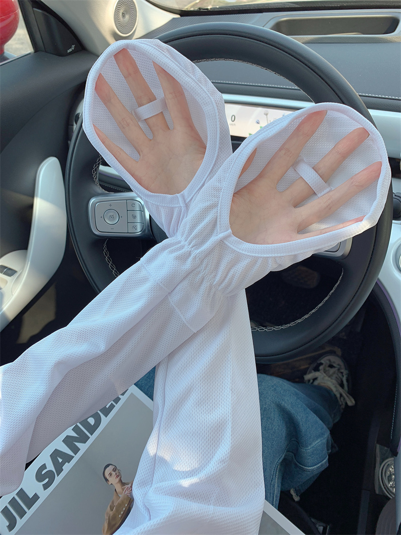 新疆包邮区防晒薄冰丝手袖套手套夏季开车电动车遮手指宽松时尚男