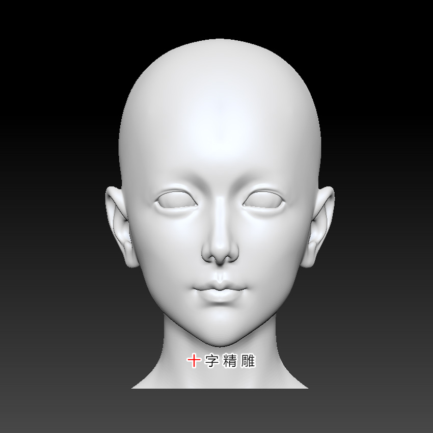 头雕bjd模型stl女性光头圆雕图雕刻图把件摆件根付美女3d打印素材