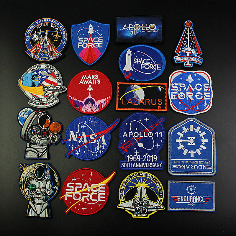 NASA太空阿波罗纪念50周刺绣魔术贴章探索未知宇宙贴标衣服袖标