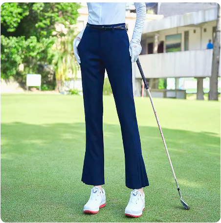 夏款高尔夫女士九分长裤 微喇叭开叉运动弹力修身显瘦休闲球裤服