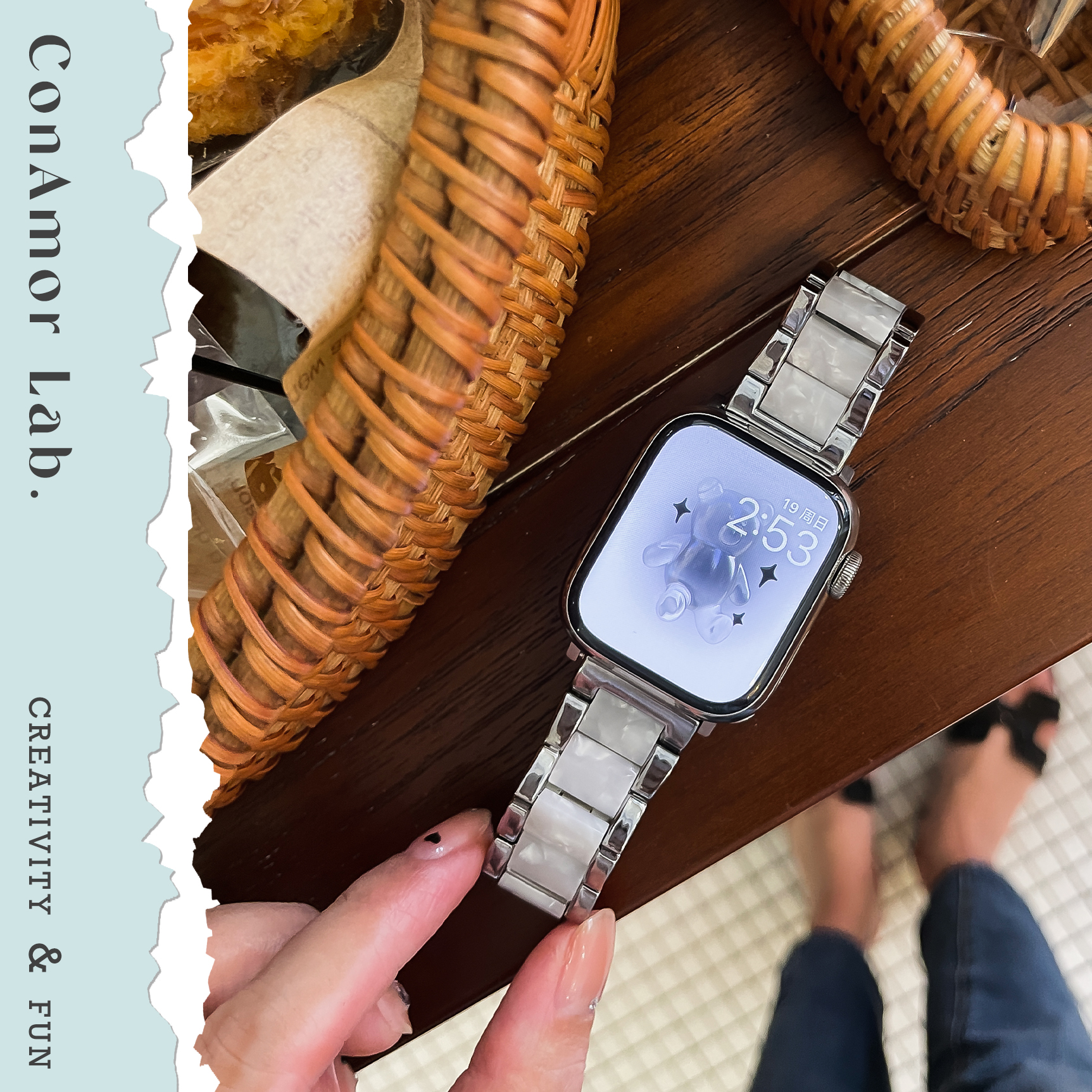 ConAmor《冰脂》清凉金属与树脂拼接AppleWatch表带适用苹果手表