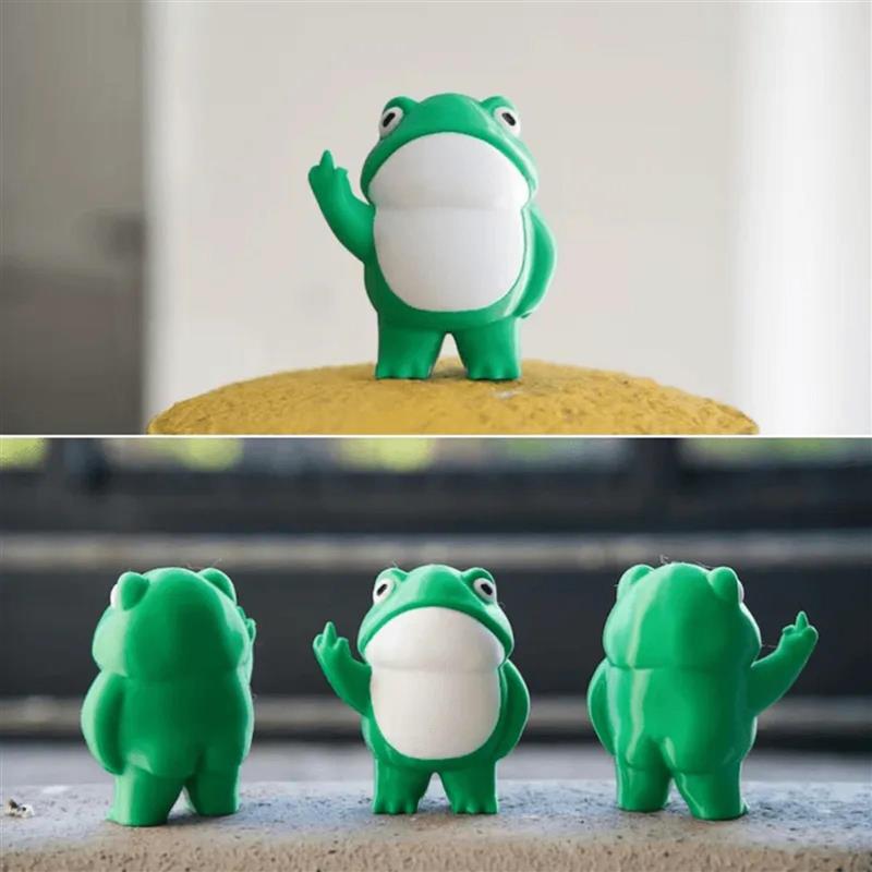 Rebellious Frog Figurine小青蛙树脂摆件 中指小青蛙工艺品摆件