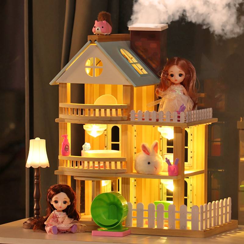 儿童过家家厨房玩具木制仿真别墅娃娃屋子城堡木质礼物小女孩公主
