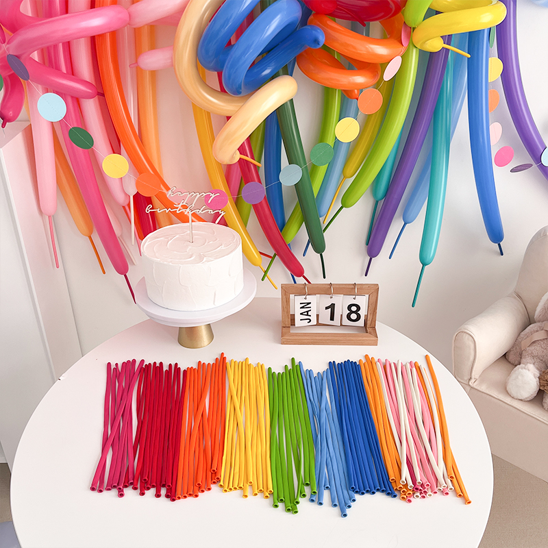 长条魔术气球马卡龙装饰品生日布置儿童玩具创意DIY编织造型汽球