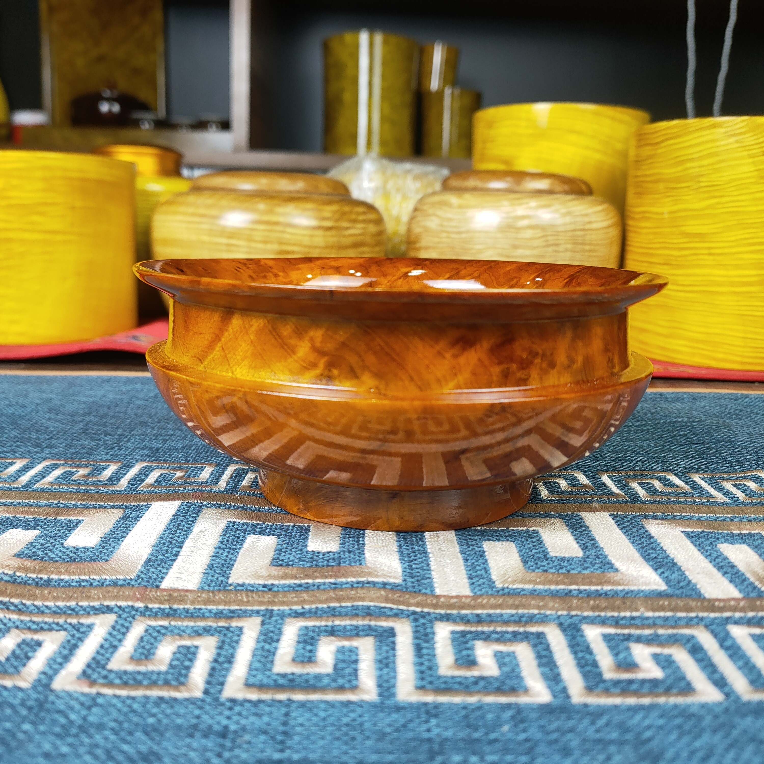 杉木榴藏碗 实木碗木制碗供碗 和尚碗阿卡碗藏族民族茶碗饭碗家居