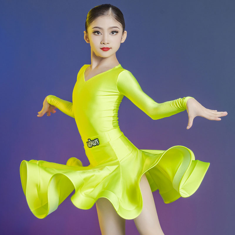 夏季拉丁舞蹈服女儿童专业比赛规定服演出服女童表演服少儿练功服