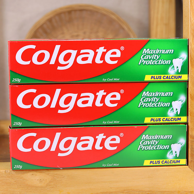 Colgate高露洁牙膏冰爽薄荷型牙膏250g清新防蛀大支香港进口3支装