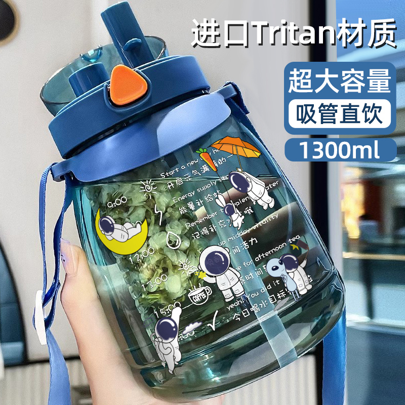 tritan大肚杯2024年新款夏大容量水杯男儿童大水壶学生耐高温塑料
