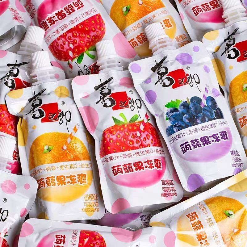 喜之郎蒟蒻果冻爽可吸果汁果冻草莓香橙葡萄味儿童食品办公零食