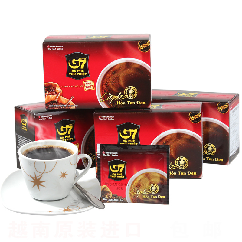 g7黑咖啡越南原装进口特浓越文版无糖低脂速溶咖啡粉提神即溶正品