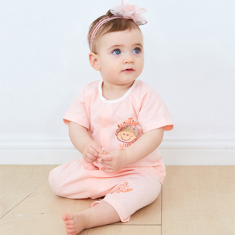 皮偌乔纯棉短袖套装婴儿衣服夏季女童装宝宝夏装儿童睡衣0-4岁