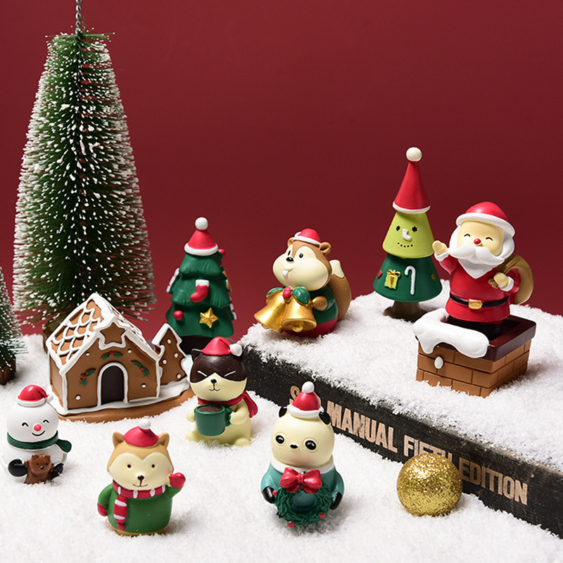 圣诞树脂小动物摆件创意家居装饰迷你圣诞树老人圣诞节礼物