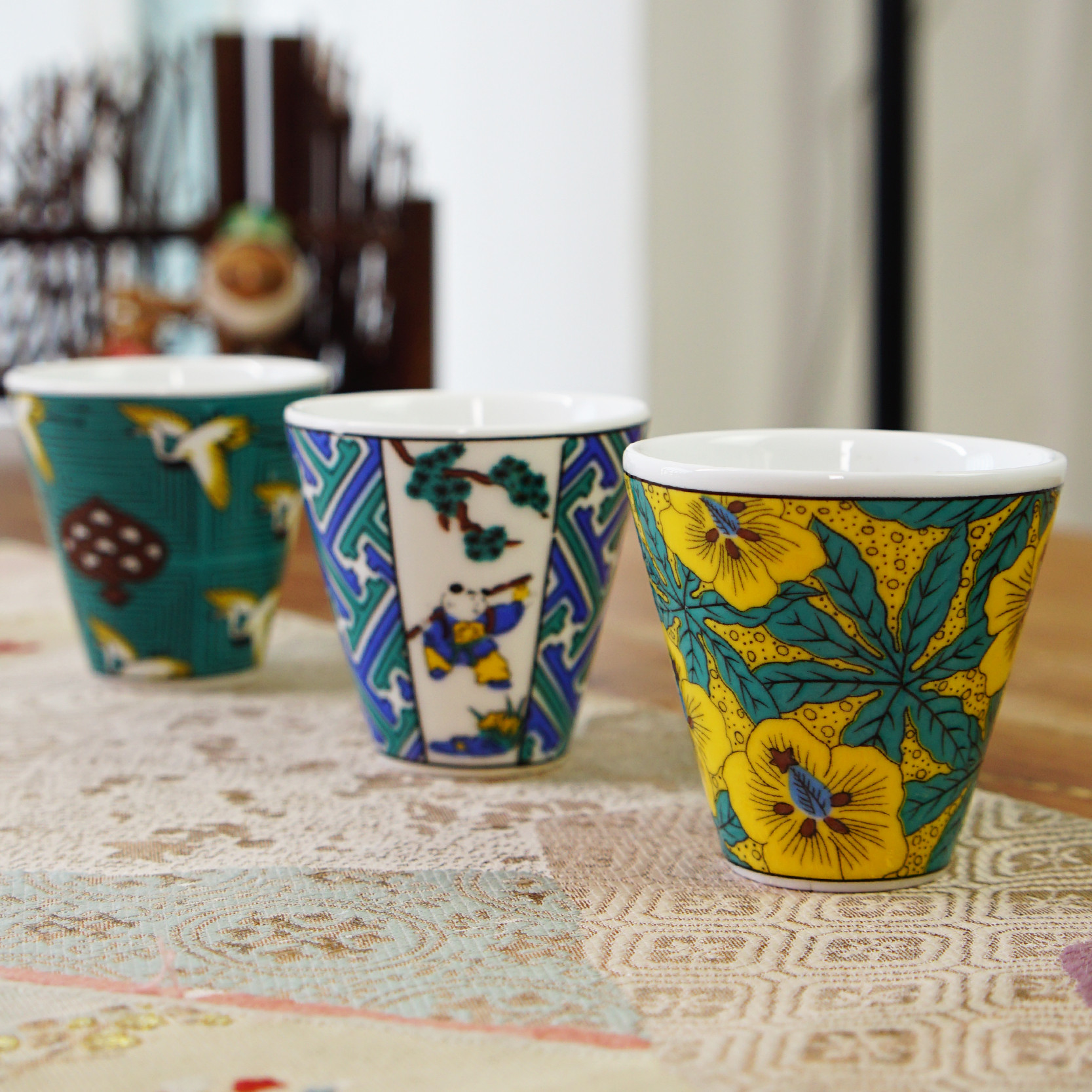 日本进口 九谷烧 陶瓷主人杯茶杯复古创意小号茶杯日式釉上彩杯子