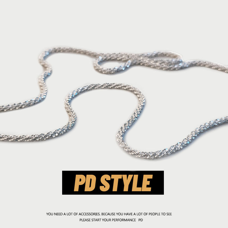PD STYLE 明星同款项链女轻奢小众高级感波光粼粼闪沙简约素链