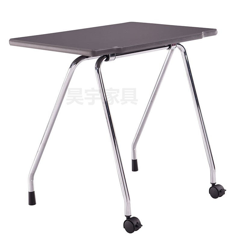时尚简约单人长条桌会议桌学生培训辅导班桌椅可折叠带轮子钢木桌