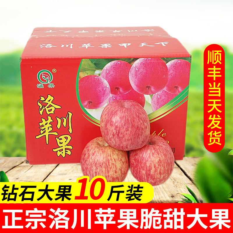 陕西新鲜苹果水果10斤当季整箱洛川现摘冰糖心红富士一级礼盒脆甜