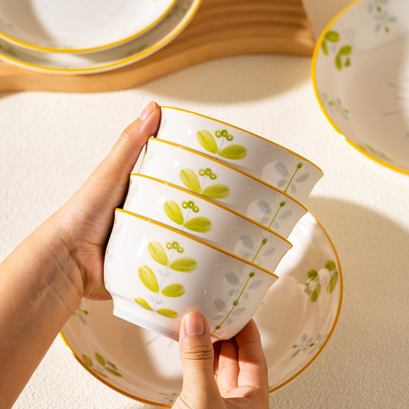 碗家用2024新款陶瓷釉下彩高颜值陶瓷面碗特别好看的饭碗餐具组合