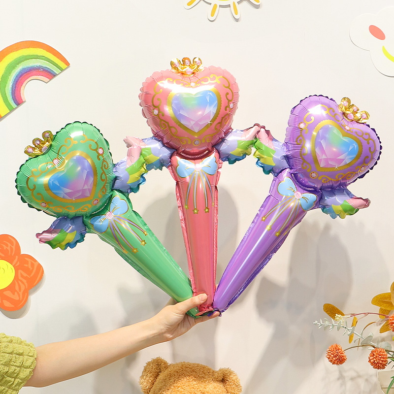 网红小仙女手持棒卡通气球宝宝生日派对小装饰幼儿园学校活动布置