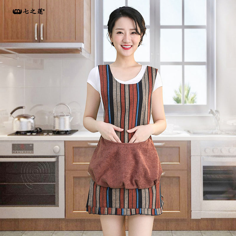 韩版时尚花边大口袋厨房防水罩衣围裙女小清新可爱家用做饭围腰