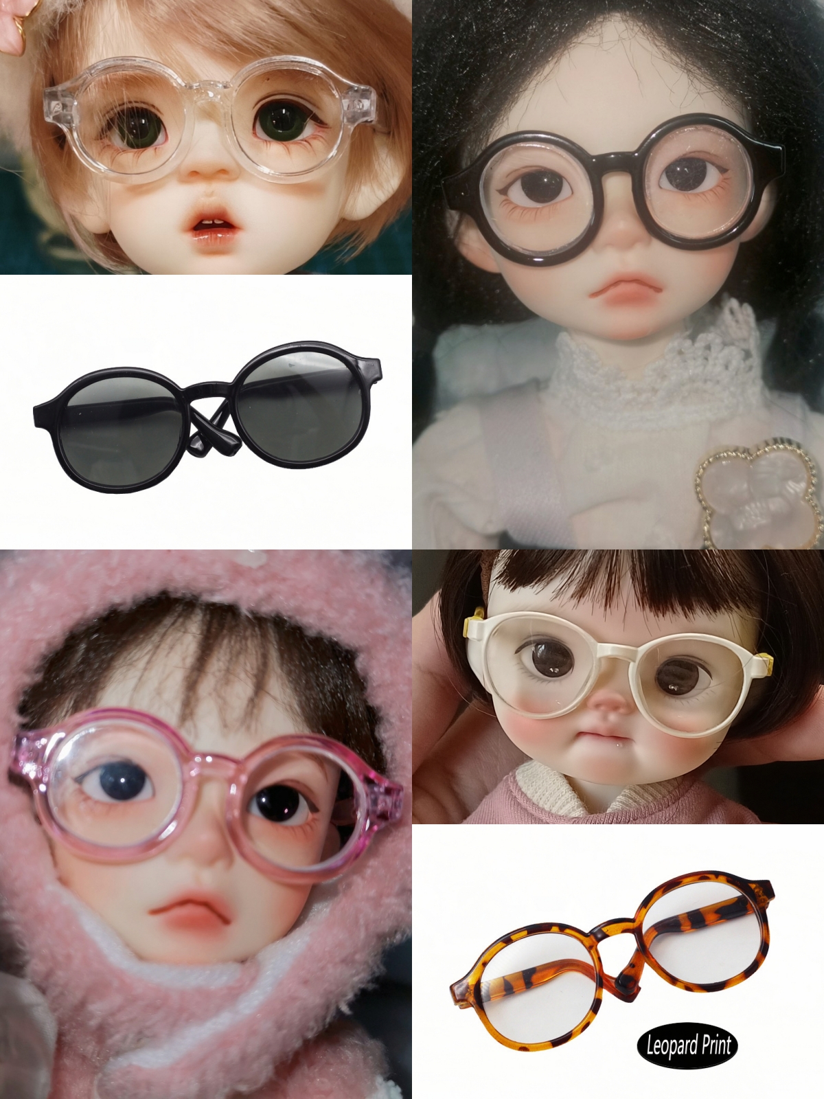平价3分4分6分bjdSD娃娃用眼镜配件配饰玩偶日常圆框墨镜拍照道具