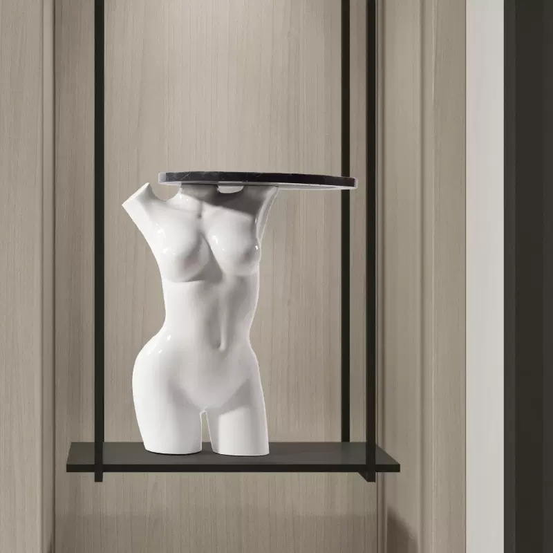 半身女性人物雕塑摆件室内玻璃钢白色艺术品酒店展厅会所软装饰品