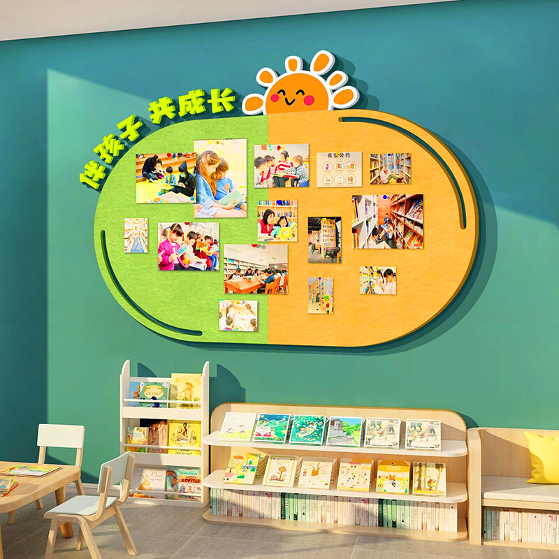 美术作品展示栏幼儿园儿童绘画区教室布置墙面装饰毛毡板背景墙贴