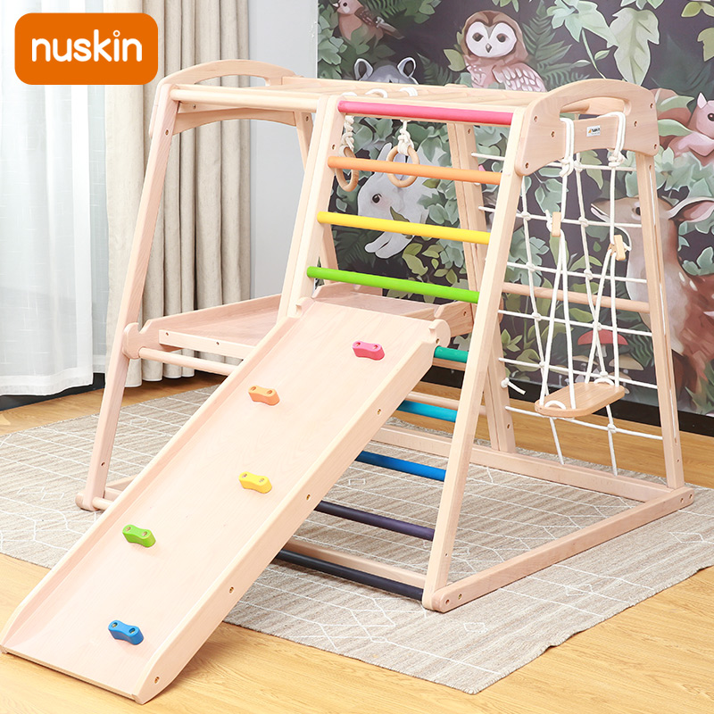 nuskin攀爬架室内儿童实榉木滑滑梯室内秋千小型健身