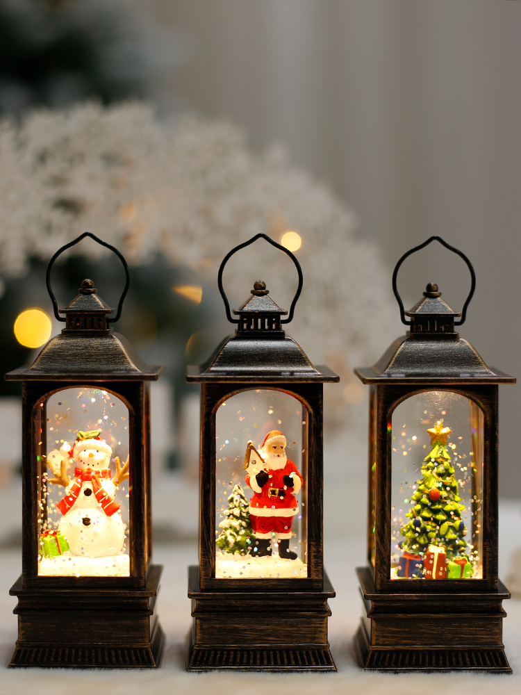 圣诞老人小夜灯圣诞礼物送儿童手提小风灯圣诞装饰灯桌面摆件发光