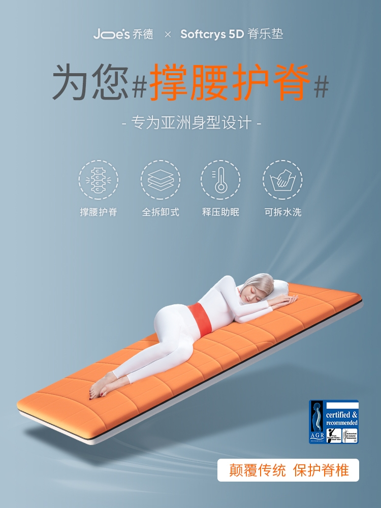 乔德5D温感护腰床垫可折叠硬垫榻榻米垫子孕妇儿童床垫腰突专用