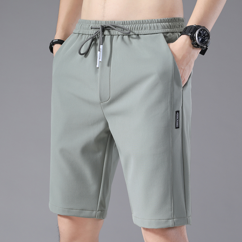夏季宽松直筒休闲运动男士薄款透气速干冰丝沙滩裤耐磨脏五分短裤