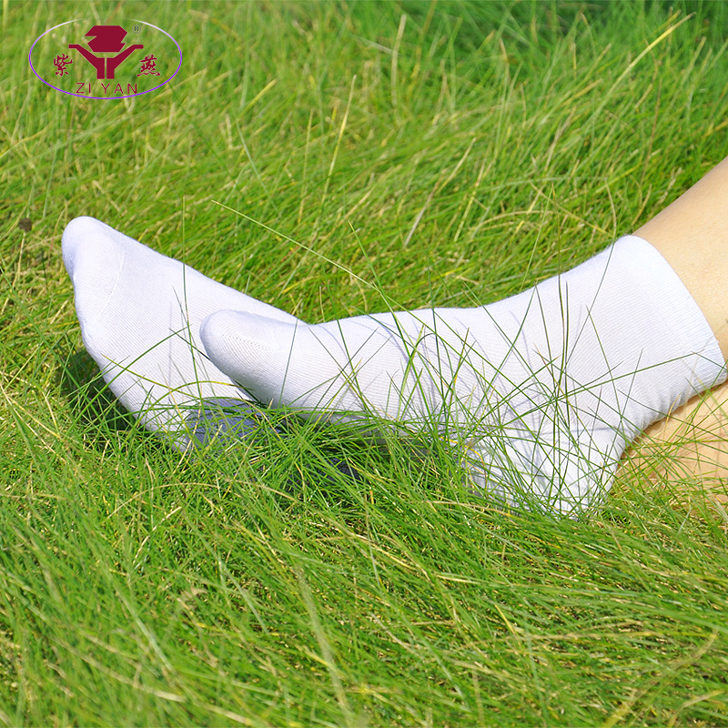 紫燕防裂袜子女夏纯棉足跟型薄棉袜脚裂袜简约中筒纯色保湿足裂袜