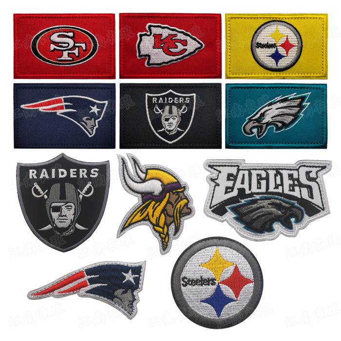 NFL橄榄球队标匹兹堡钢人明尼苏达维京人费城老鹰突击者刺绣布贴