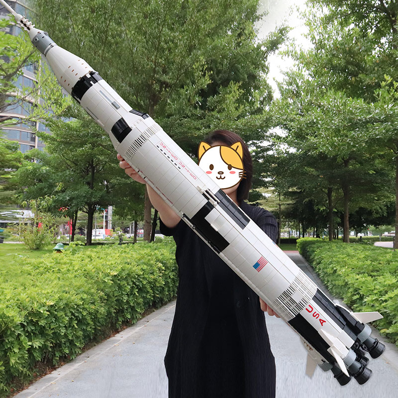 高档土星五号阿波罗火箭拼装积木一米以上玩具模型巨大型高难度益