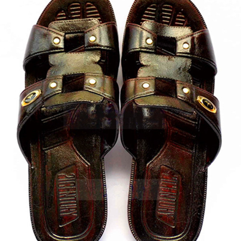 台湾21CENTURY 男式棕色橡胶家居凉拖鞋 防滑老人拖 耐磨舒适
