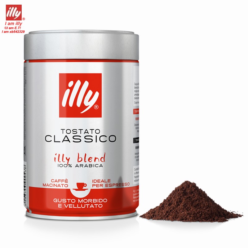意大利进口illy健康黑咖啡ILLY250克罐装中焙咖啡粉/豆瘪罐处理