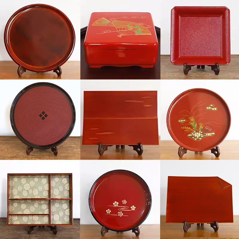 日本回流木质漆器花器漆盒精美日式食盒木制漆盘老物件收藏品摆件