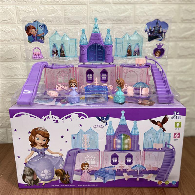 新款苏菲亚冰雪奇缘公主娃娃水晶城堡灯光音乐女孩过家家儿童玩具